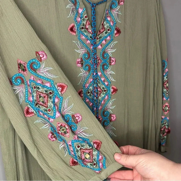 Soft Surrondings Sicily Gauze Embroidered Maxi Dress Size Large - Picture 4 of 6